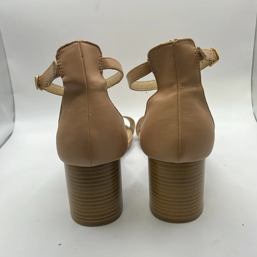 Lulus Harper Stacked Heels Sandals Brown Tan Womens Size 9